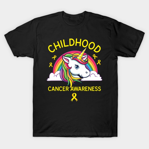 Childhood Cancer Awareness Magical Unicorn Warrior T-Shirt by HCMGift